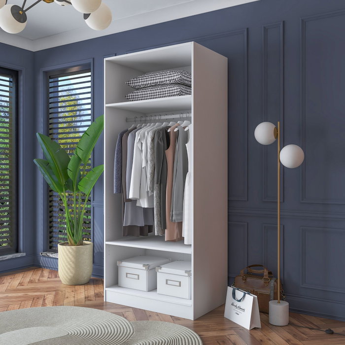 Hanah Home Armario Blanco con Puertas Recubiertas de Membrana Hanah Home Armario Blanco con Puertas Recubiertas de Membrana